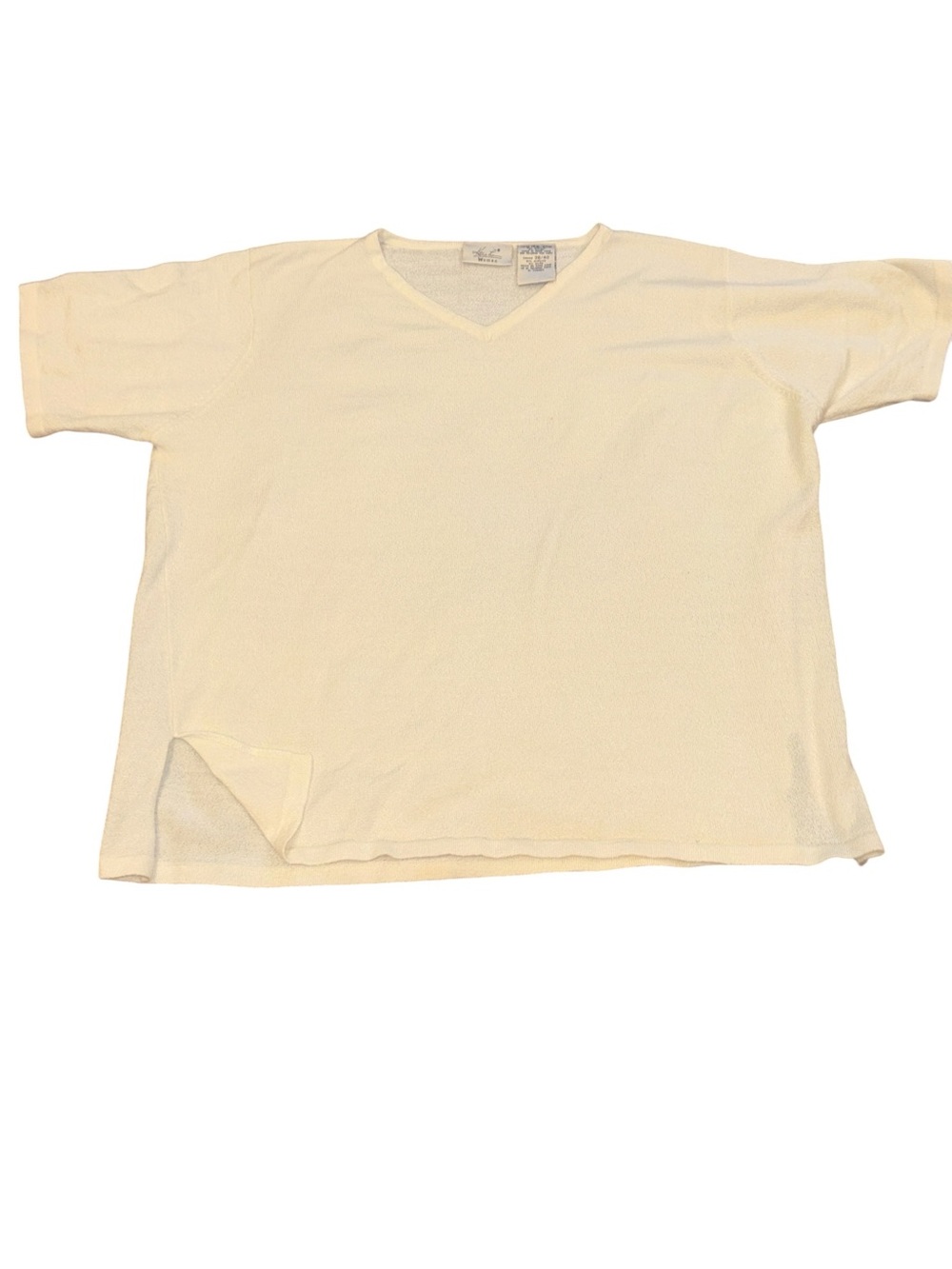 Kathie Lee Woman Ivory Soft Knit V-Neck Top 18W/20W Plus Size EUC